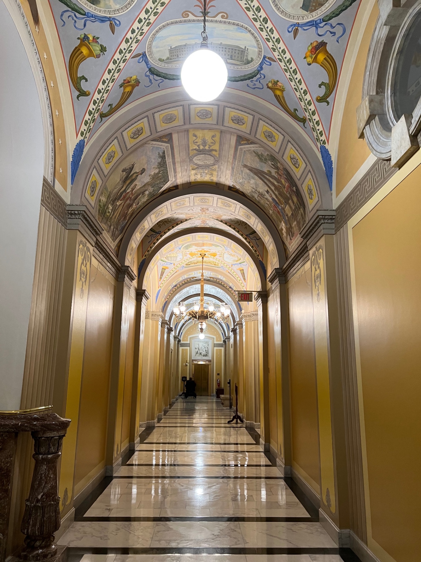 The vaulted corridors of the U.S. Capitol leading to the House Prayer Group room
