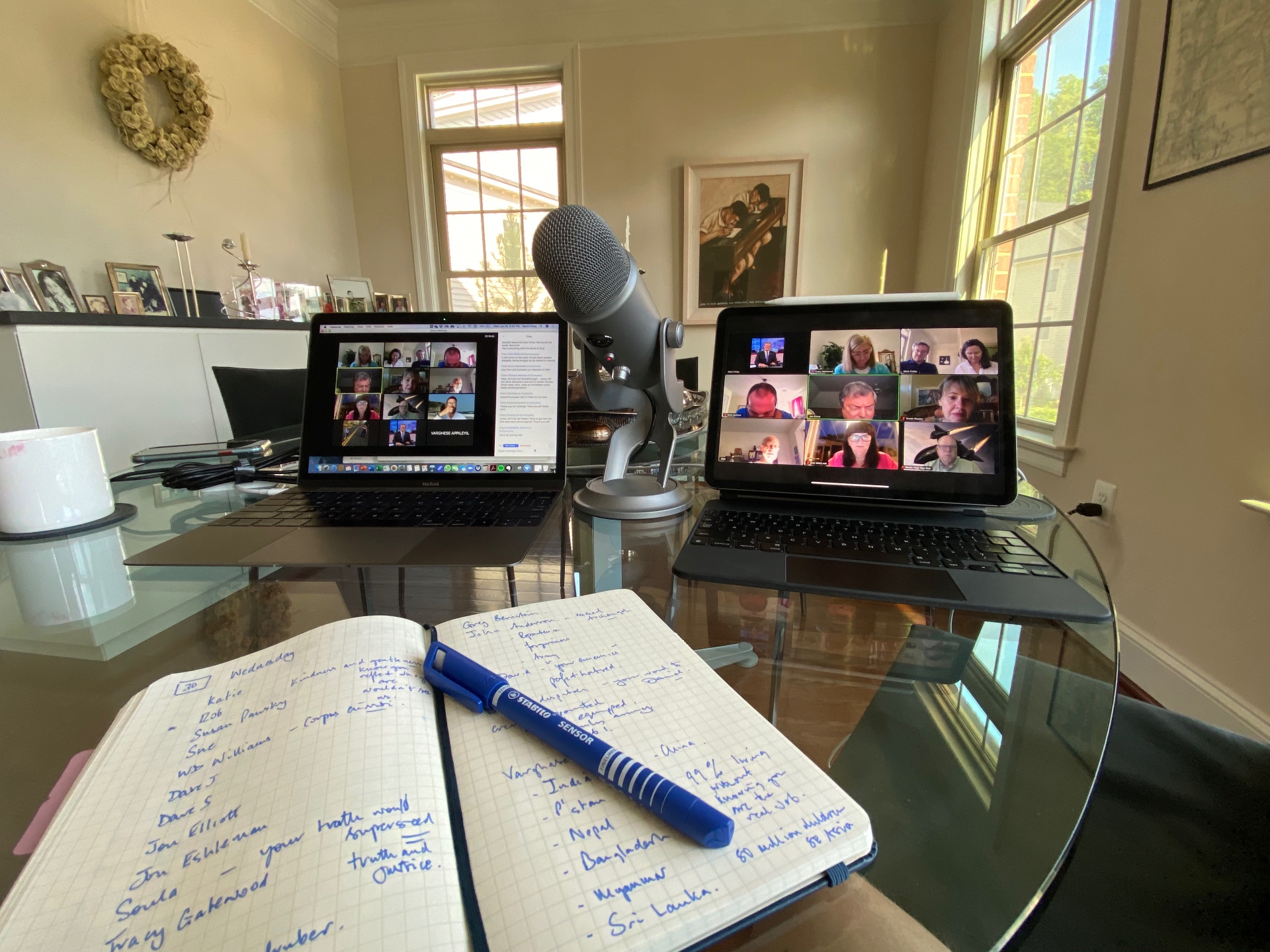 Weekly Zoom prayer gathering — participants joining from cities and nations across time zones