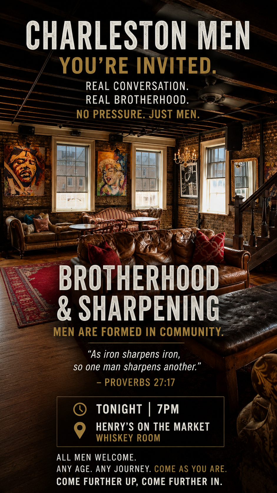 Invitation: Brotherhood & Sharpening — Proverbs 27:17, Henry's Whiskey Room