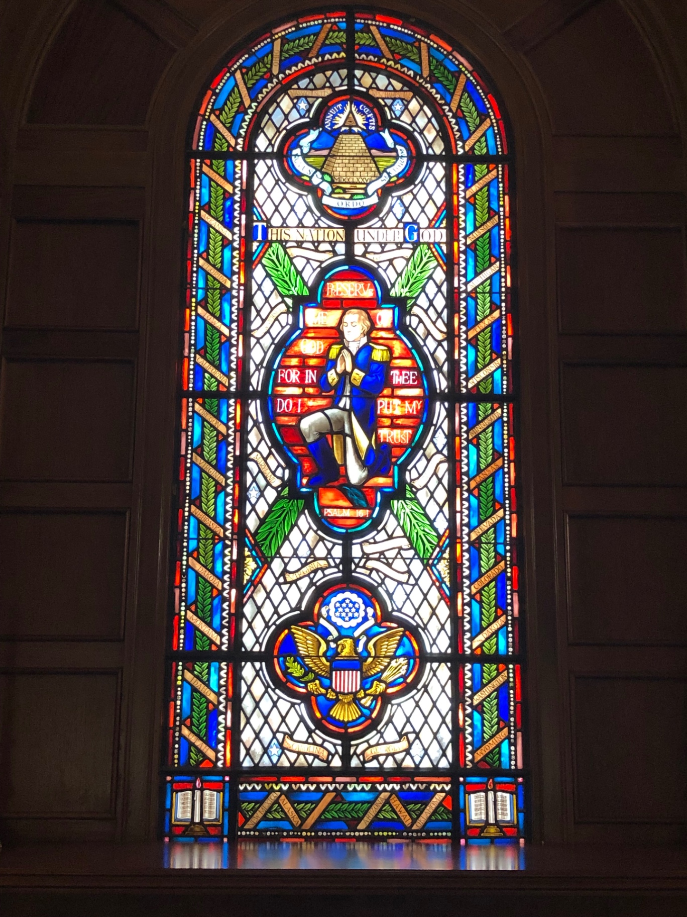Stained glass window in the Members' Prayer Chapel at the U.S. Capitol