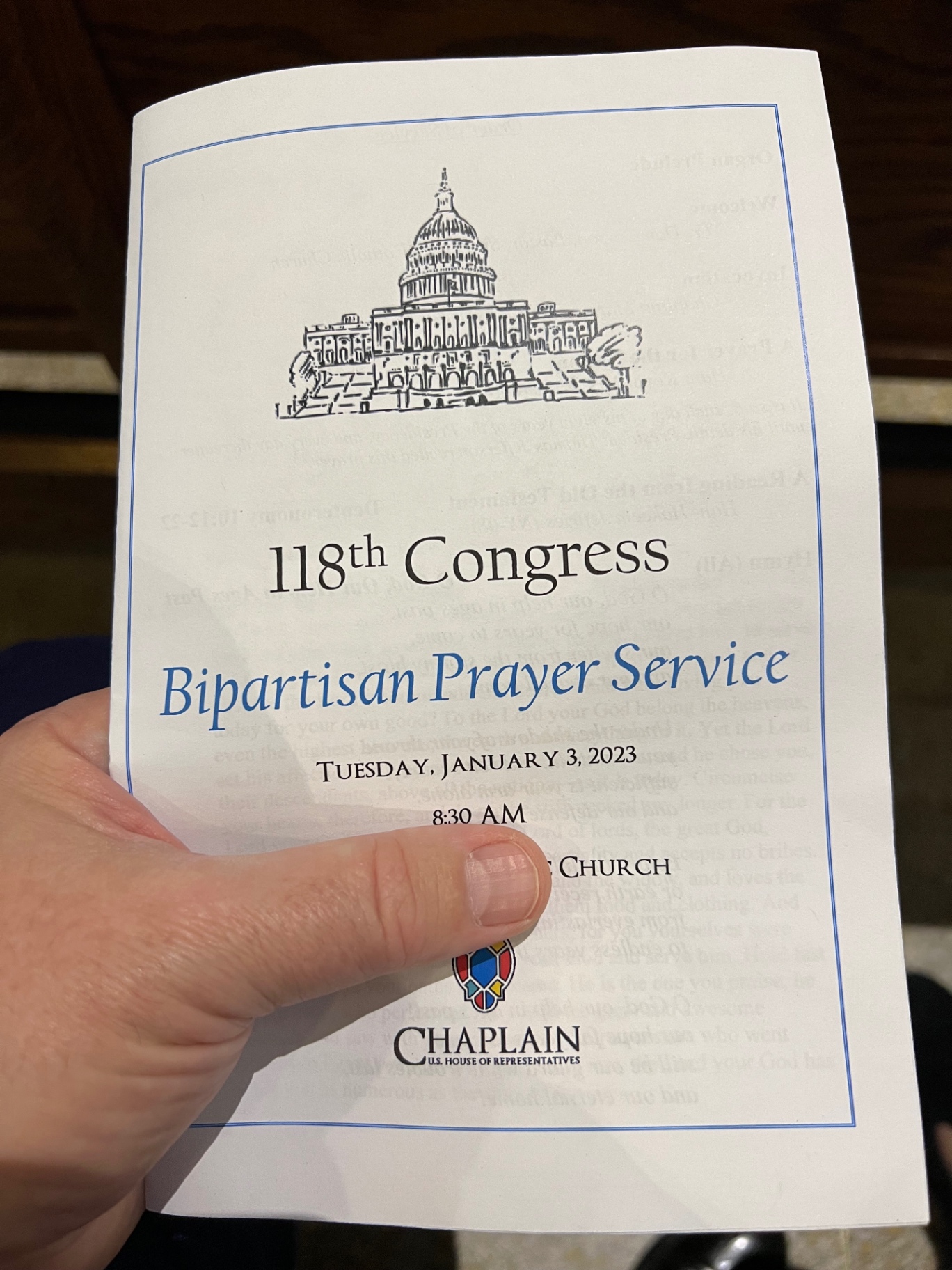 Programme for the 118th Congress Bipartisan Prayer Service